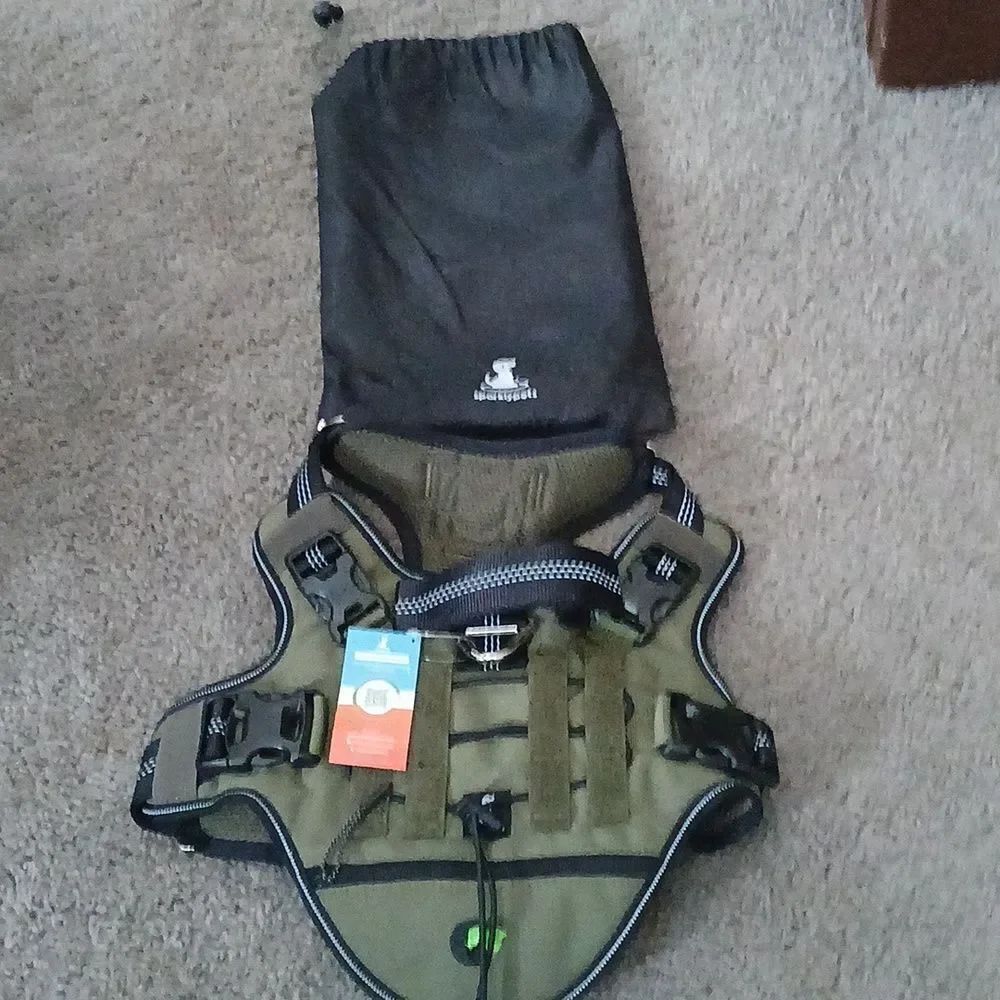 No Pull Dog Harness Heavy Duty Dog Harness with Handle and Poop Bag Holder Sz M